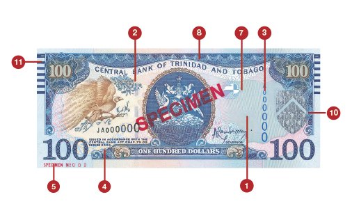 Upgraded 100 Dollar Note Central Bank Of Trinidad And Tobago 8826